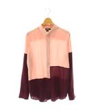 ダナキャランニューヨーク DKNY シャツ ブラウス 長袖 前開き シルク S ピンク バーガンディー /NR ■ECC001