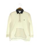ラルフローレン RALPH LAUREN ポロシャツ 七分袖 バイカラー カンガルーポケット L ホワイト ネイビー /MY ■OS ■ECC001