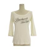 バーバリーブルーレーベル BURBERRY BLUE LABEL Tシャツ カットソー 七分袖 ロゴプリント ホワイト 38 ■ECD001