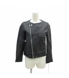 スローブ イエナ SLOBE IENA ライダース レザージャケット 革ジャン ノーカラー ミドル丈 36 黒 ブラック /HO8 ■ECD001