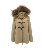 ルスーク Le souk ダッフルコート 38 ライトベージュ ファーフード付き トグルボタン ショート丈 /YS32 ■ECD001