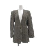 ジョルジオアルマーニ GIORGIO ARMANI ノーカラージャケット カシミヤ 40 黒 白 総柄 1B /SX ■ECD001