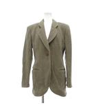 ジョルジオアルマーニ GIORGIO ARMANI ヴィンテージ テーラードジャケット 毛 44 総柄 1B ベージュ グリーン /SX ■ECD001