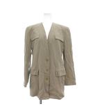 ジョルジオアルマーニ GIORGIO ARMANI ノーカラージャケット 総裏地 ウール 42 イタリア製 ベージュ 3B /SX ■ECD001