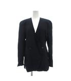 ジョルジオアルマーニ GIORGIO ARMANI ノーカラージャケット ダブル 40 紺 ネイビー 総裏地 /SX ■ECD001