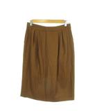 ミラショーン mila schon BLUE LABEL タイトスカート ひざ丈 ウール 42 茶 ブラウン タック /MN14 ■ECD001