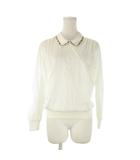 ダックス DAKS ポロシャツ M 白 アイボリー 長袖 チェック柄襟 リブ裾 /CK55 ■ECD001