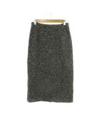 マックスマーラ MAX MARA 白タグ スカート ウール 38 黒 ブラック 白 ホワイト ミックス柄 ロング丈 スリット入り /MN42 ■ECD001