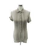 Sマックスマーラ 'S Max Mara シャツ ブラウス L 茶 ブラウン ストライプ柄 半袖 /SM37 ■ECD001