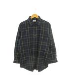 ミラショーン mila schon 長袖シャツ チェック 総柄 ウール 48 紺 ネイビー /AH22 ■ECD001