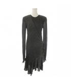 フィロソフィー PHILOSOPHY DI LORENZO SERAFINI ワンピース 40 黒 ブラック クルーネック 長袖 ラメ  レース ドレープ フリル /AO17 ■ECD001