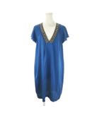 アンタイトル UNTITLED ワンピース ひざ丈 深Vネック 半袖 コクーン 2 青 ブルー /CK52 ■ECD001