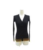 リブニットカーディガン ミドル丈 Vネック M 黒 /SY41 ■ECD001