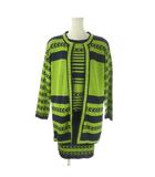 クリスチャンオジャール CHRISTIAN AUJARD pret a porter アンサンブルニット カーディガン 3点セット 9T 紺 ネイビー 緑 グリーン 長袖 スカート ボーダー柄 /AO1 ■ECD001