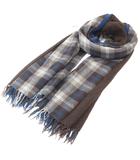 ワイズ Y's ヨウジヤマモト 大判 レイヤーストール ウール チェック柄 ブラウン ブルー マルチカラー /UO ■ECD001