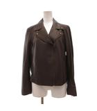 23区 オンワード樫山 ライダース レザージャケット 革ジャン 40 ダブル ラムレザー 本革 フロントジップ ブラウン /SX ■ECD001