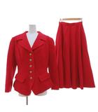 ユキトリイ YUKI TORII セットアップ スーツ ジャケット スカート M 総裏地 ウール 金ボタン 赤 レッド /SX ■ECD001