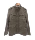 バーバリーブラックレーベル BURBERRY BLACK LABEL スタンドカラーウールジャケット コート M ミドル ハーフ丈 フード収納可能 グレンチェック グレー /ML ■ECD001