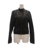 アダムエロペ Adam et Rope' レザージャケット 羊革 38 スタンドカラー フルジップ ショート ハーフ丈 黒 ブラック /ML ■ECD001