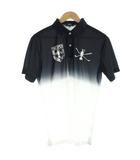 ミズノ MIZUNO トレーニングウェア ポロシャツ L ネイビー×白 半袖 グラデーション柄 ロゴ・イラストプリント /DU ■GY58