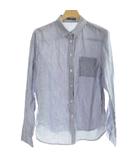 シャツ ブラウス L ストライプ柄 長袖 胸ポケット /DU ■GY58