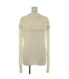 ラブレス LOVELESS ニット セーター 絹 シルク 36 白 ホワイト 長袖 花柄刺繍 クルーネック /LP ■GY58