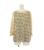 ミラショーン mila schon チュニック ニット カットソー ウール 40 ベージュ 花柄 異素材切り替え 長袖 /LP ■GY58