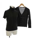 ジェイプレス J.PRESS アンサンブル ニット カーディガン XS ウール グレー タートルネック Vネック 半袖 /LP ■GY58