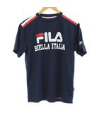 Tシャツ スポーツウェア L 紺 ネイビー 半袖 ロゴプリント 肩ライン /GG ■GY58