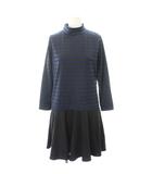 ハッシュアッシュ HusHusH タグ付き チュニック ハイネック 2 紺 ネイビー 黒 ブラック ボーダー柄 /GP ■GY59