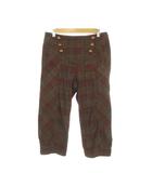 スポーツマックスコード マックスマーラ SPORTMAX CODE カプリパンツ コーデュロイ 38 茶 ブラウン チェック 金ボタン /MN39 ■ECC001