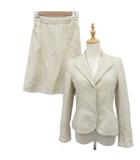 23区 オンワード樫山 フォーマルスーツ セットアップ 上下 オープンカラージャケット ミドル丈 シングルボタン 38 フレアスカート ミモレ丈 36 レース オフホワイト ツイード /MA16 ■ECC001