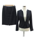 クードシャンス CdeC COUP DE CHANCE フォーマルスーツ セットアップ 上下 ノーカラージャケット ミドル丈 タイトスカート ミモレ丈 40 L 紺 ネイビー /SM27 ■ECC001