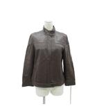 自由区 オンワード樫山 フェイクレザージャケット ライダースジャケット 上着 ミドル丈 38 茶 ブラウン スタンドカラー /SM44 ■ECC001