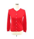 プリングル Pringle アンサンブルニット カーディガン ミドル丈 カットソー 半袖 ラウンドネック 無地 ウール 10 M 赤 /SY26 ■ECD001
