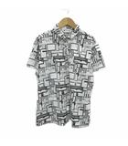 ブラック&ホワイト BLACK&WHITE ゴルフウエア シャツ 半袖 総柄 ポロカラー LL 白 黒 /SY14 ■ECD001