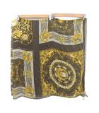 レリアン Leilian ストール 大判スカーフ シルク 総柄 グレージュ 黄色 イエロー /YS63 ■ECD001