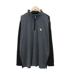 ブラック&ホワイト BLACK&WHITE ゴルフウェア シャツ LL グレー ボーダー柄 ハーフジップ 長袖 ロゴ刺繍 /SM14 ■ECD001