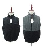 ブラック&ホワイト BLACK&WHITE ジャケット ベスト ミドル丈 リバーシブル フリース ダブルジップ M 黒 グレー /SY5 ■ECD001