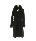 ルーニィ LOUNIE ラムレザーコート ロング フォックスファー ベルト付 38 ダークブラウン /MY ■OS ■ECD001