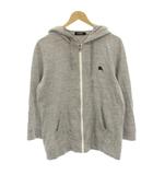 バーバリーブラックレーベル BURBERRY BLACK LABEL パーカー スウェット 七分袖 ジップアップ 3 グレー D1P38-537-04 /HN ■ECD001