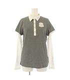 ゴルフウェア ポロシャツ L 黒 ブラック 白 ホワイト レギュラーカラー レイヤード 長袖 /BB ■ECC001