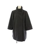 スタンドカラーコート ウール L ダークグレー ミドル丈 七分袖 ワンカラー /BB ■ECC001