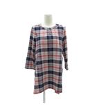 ゴールデンベア GOLDEN BEAR チュニック シャツ M ピンク 長袖 スリットネック チェック柄 /YS71 ■ECC001