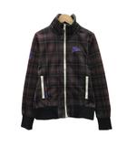 フィラ FILA ゴルフウエア ジャケット ミドル丈 M 茶 チェック柄 スタンドカラー ジップアップ /SY57 ■ECC001