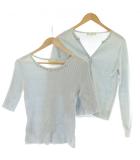 クミキョク 組曲 KUMIKYOKU アンサンブルニット 2 水色 ビーズ装飾 長袖 五分袖 ECD001 /DU ■ECD001