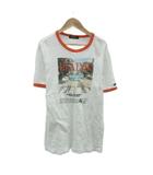 バーバリーブラックレーベル BURBERRY BLACK LABEL Tシャツ カットソー クルーネック 半袖 プリント 2 オフホワイト ダメージ加工 /HO7 ■ECD001