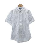ラルフローレン RALPH LAUREN ワイシャツ Yシャツ M 白 ホワイト グラフチェック柄 半袖 ボタンダウン /YS41 ■ECD001
