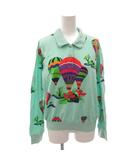 レオナールスポーツ LEONARD SPORT ポロシャツ カットソー 鹿の子 総柄 長袖 緑 グリーン /FF ■ECD001