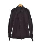 ショートトレンチコート ナイロンジャケット 上着 襟付き ミドル丈 無地 M 黒 ブラック 47-08JK21 ■ECC001